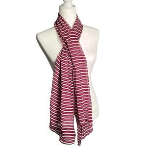 Tory Burch Purple and White Striped Sheer Rectangular Scarf